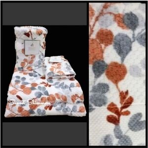6pc Deborah Connolly Fall Leaves Waffle Weave Bath Hand Tip Towel Set NEW